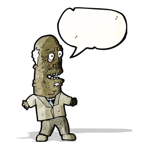Cartoon geschokt oude man met spraakbel — Stockvector