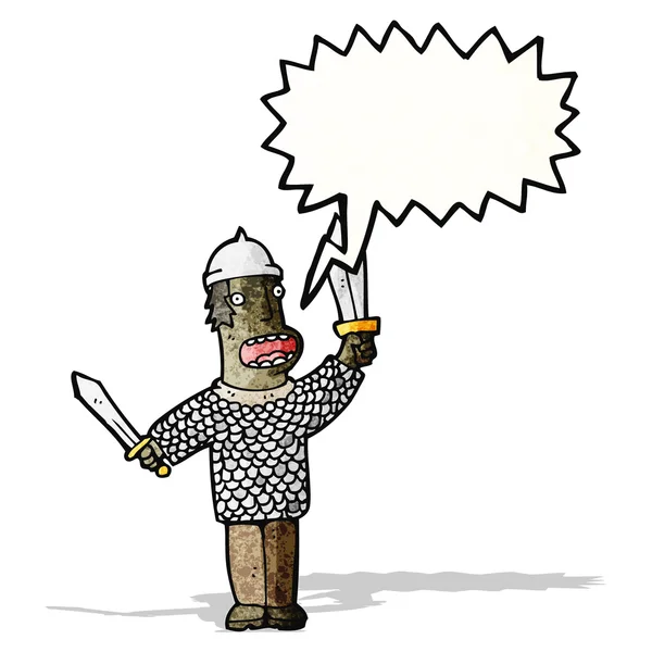Karikatur mittelalterlicher Soldat — Stockvektor