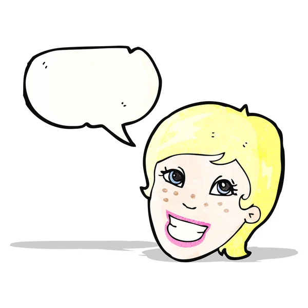 Caricatura sonriente anuncio chica — Vector de stock