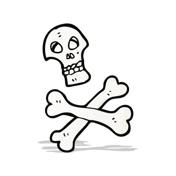 Kísérteties koponya és keresztezett lábszárcsontok szimbólum rajzfilm — Stock Vector