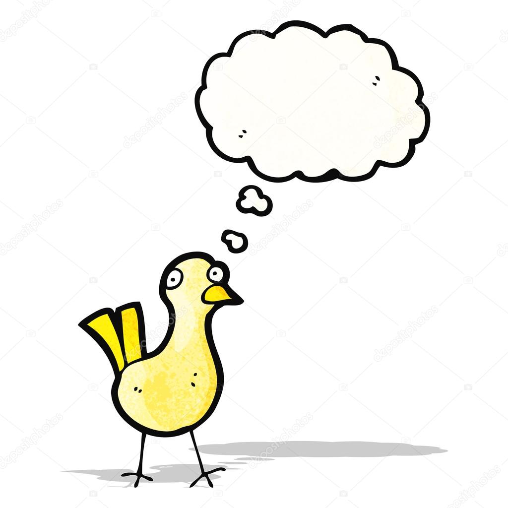 Dessin Animé Petit Oiseau Avec Bulle De Pensée Image