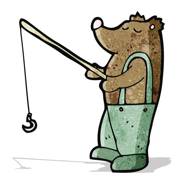 釣り竿と漫画のクマ — ストックベクタ