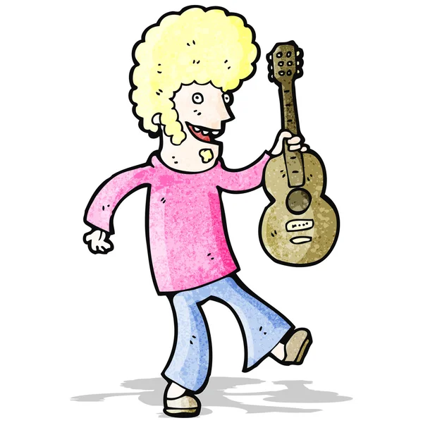 Cartoon hippie guitar player — Stock Vector