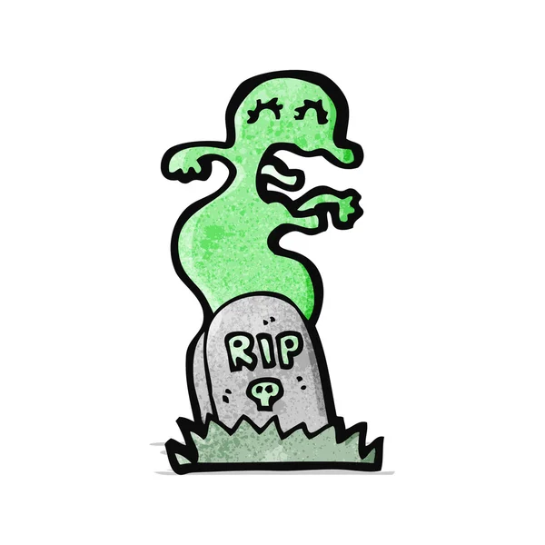 Cartoon ghost rising from grave — Stock Vector