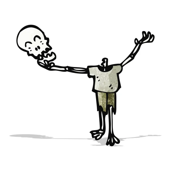 Cartoon skeleton holding skull — Stock Vector