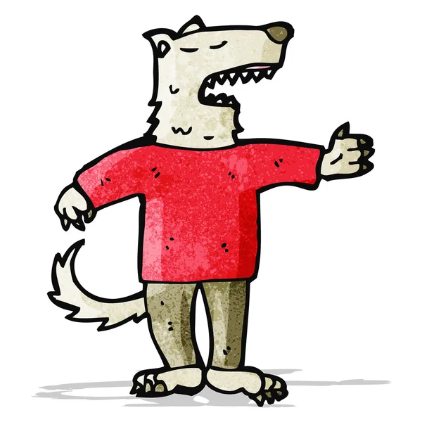 Kreslený Vlk v lidském oblečení — Stockový vektor