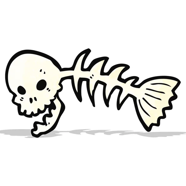 Spooky skull fish bones cartoon — Stock Vector