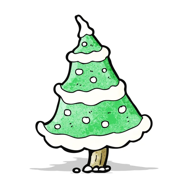 Γελοιογραφία χιονισμένο χριστουγεννιάτικο δέντρο — Διανυσματικό Αρχείο