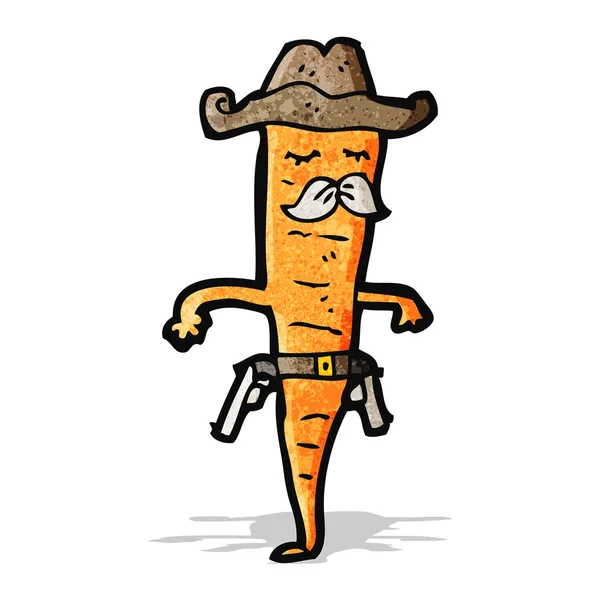Cartone animato cowboy carota — Vettoriale Stock