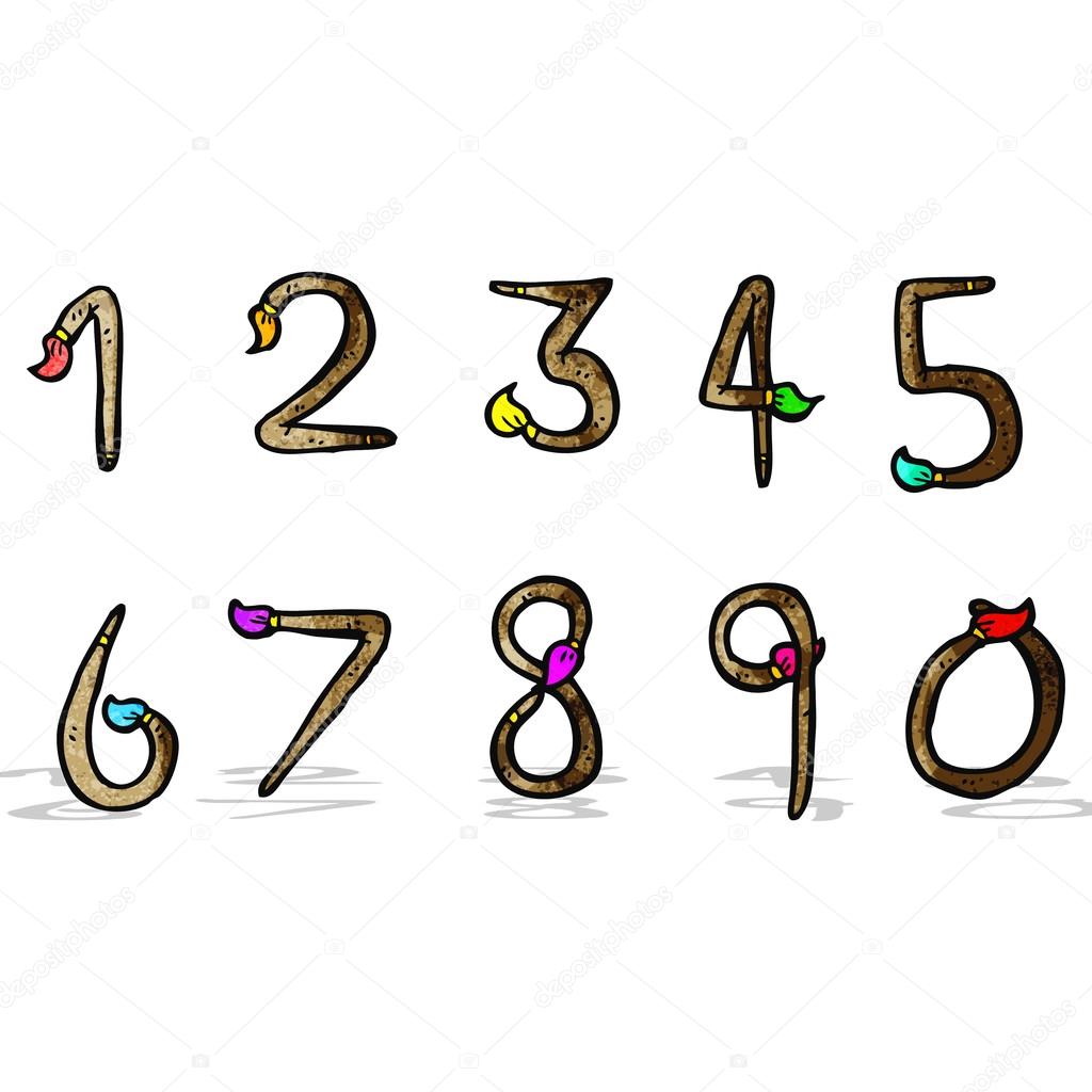 Cartoon paintbrush shaped numbers Stock Vector Image by