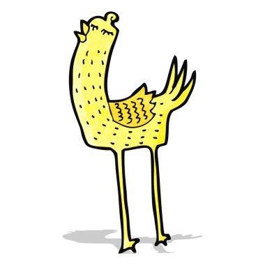 karikatür komik uzun bacaklı kuş