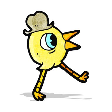 çizgi film retro kuş karakteri