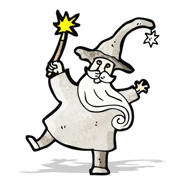 Wizard gieten spell cartoon — Stockvector