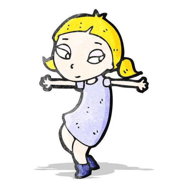 Mujer de dibujos animados bailando — Vector de stock