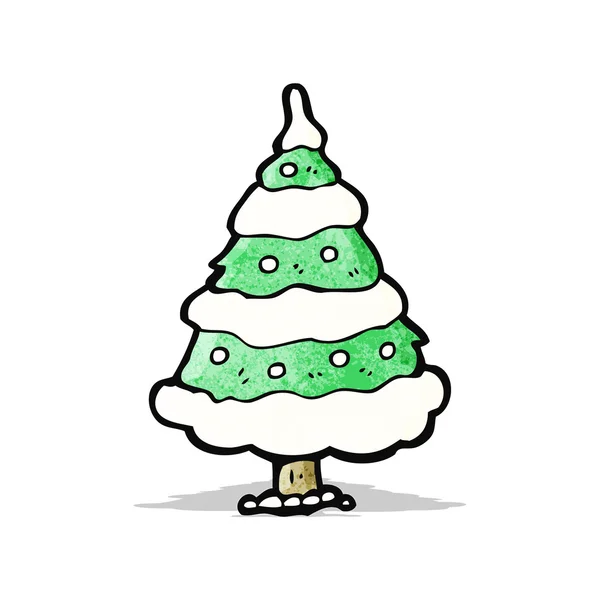 Dibujos animados árbol de Navidad nevado — Vector de stock