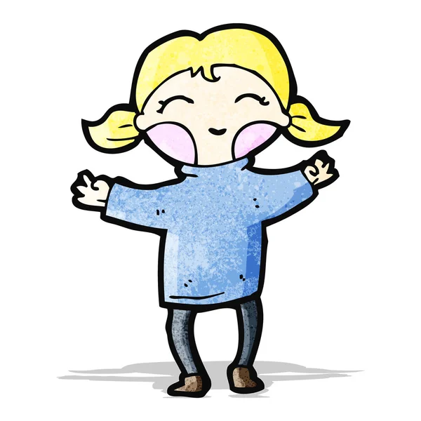 Cartoon gelukkig blond meisje — Stockvector