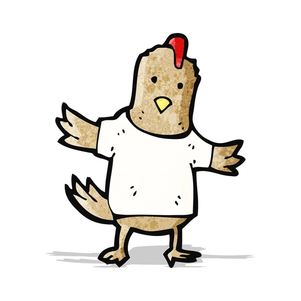 Pollo cartone animato in camicia tee — Vettoriale Stock