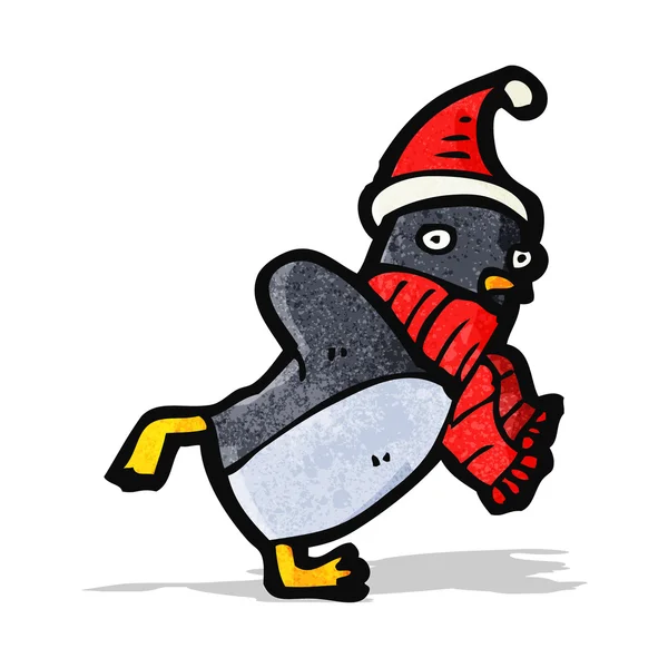 Pinguim de Natal dos desenhos animados — Vetor de Stock