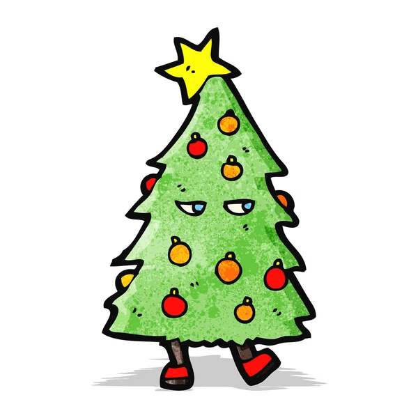 Christmas tree cartoon character — Stock Vector