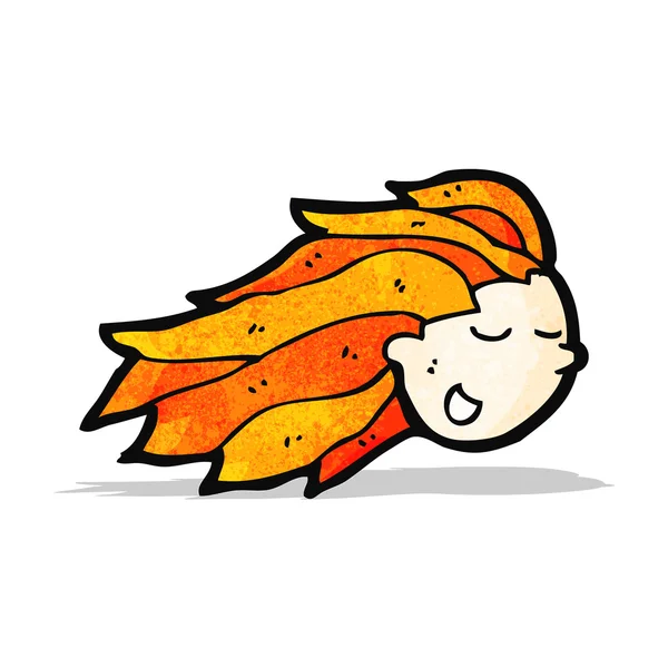 Cartone animato fiammeggiante capelli rossi testa — Vettoriale Stock