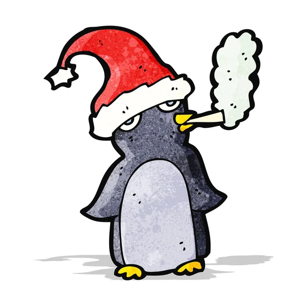 Boże Narodzenie ładny Pingwin palenia papierosów — Wektor stockowy