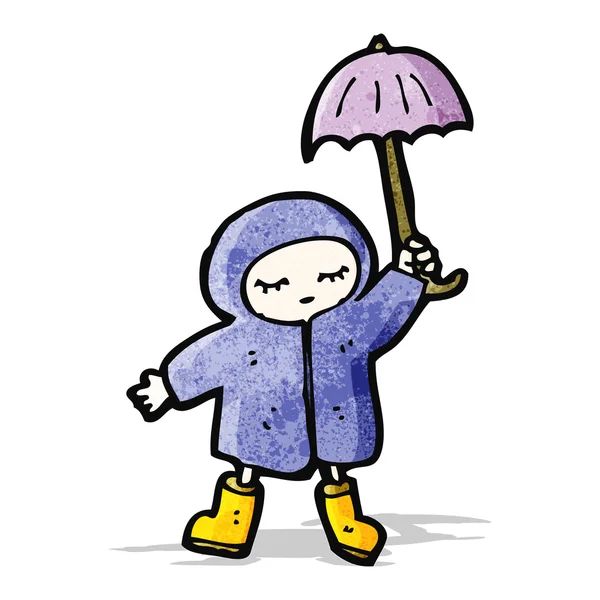 Cartoon girl in rain coat — Stock Vector