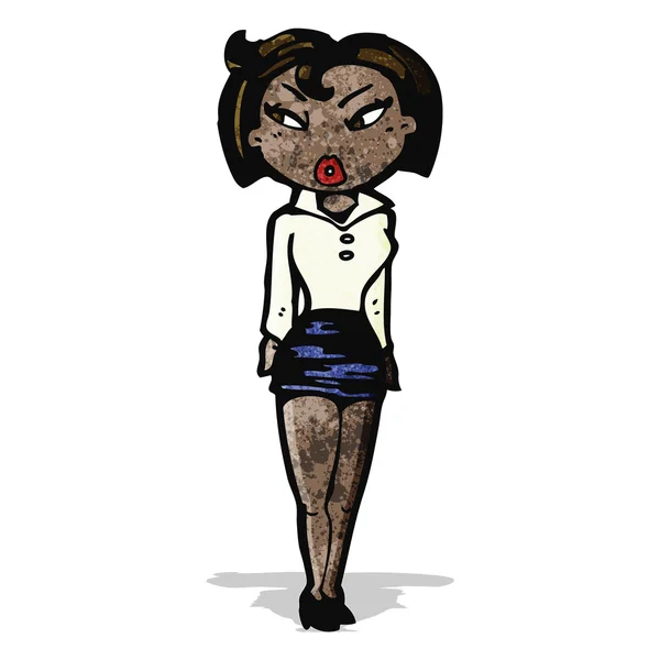 Cartoon woman in short skirt — Stock Vector