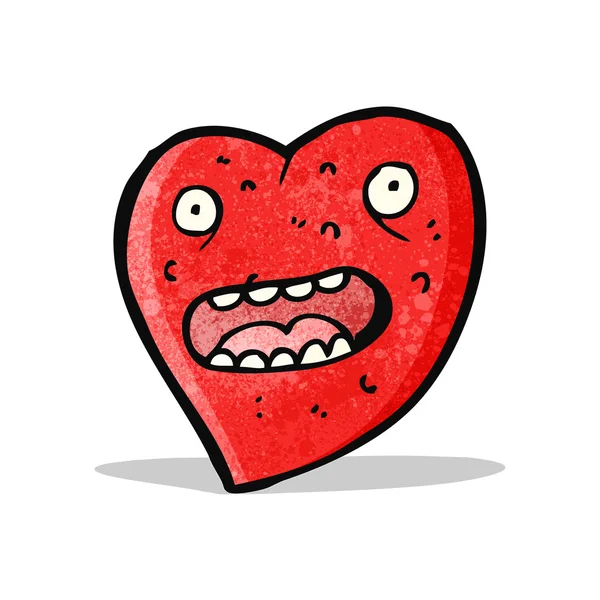 Loco personaje de dibujos animados corazón — Vector de stock