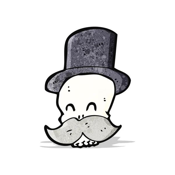 Cartoon skull with mustache — Stock Vector
