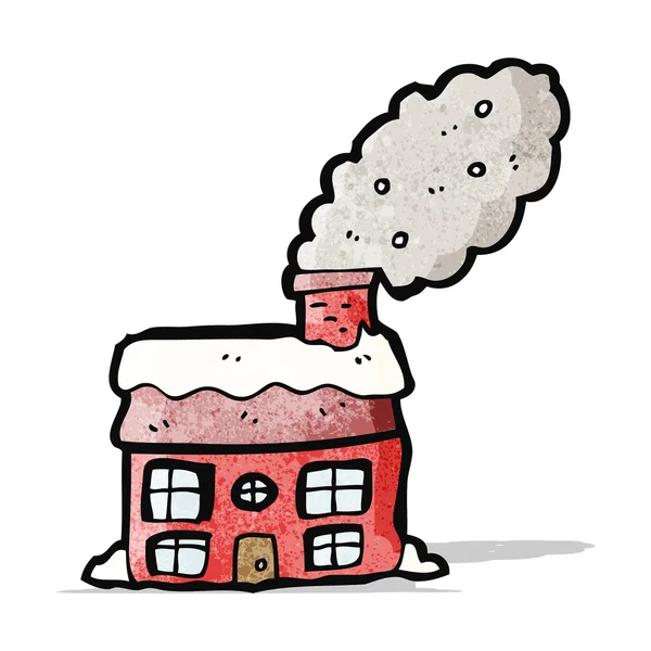 Cartoon cottage with smoking chimney — Stock Vector