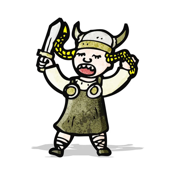 Dibujos animados vikinga mujer — Vector de stock