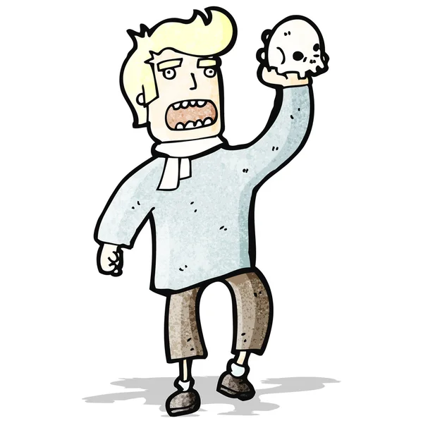 Cartoon actor with skull — Stock Vector