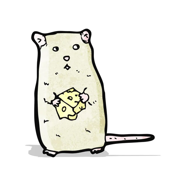 Ratón de dibujos animados con queso — Vector de stock