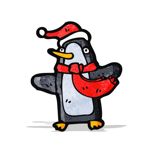 Noel penguen karikatür — Stok Vektör