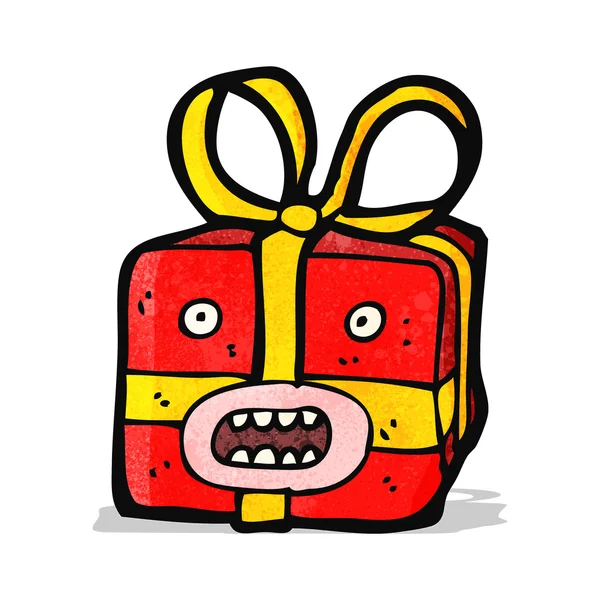 Karikatür canavar Noel hediyesi — Stok Vektör
