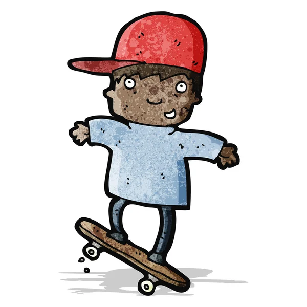 滑板上的卡通男孩 — 图库矢量图片