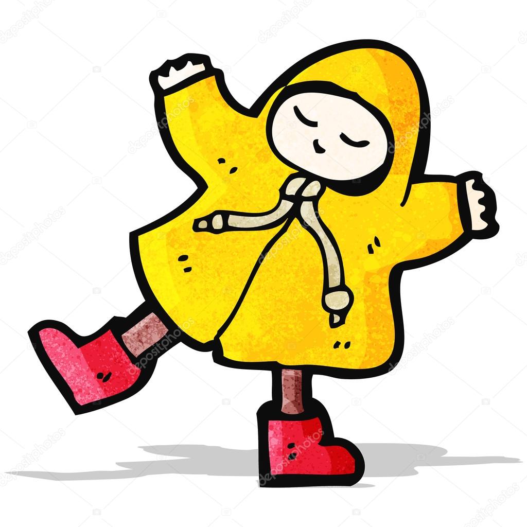 cartoon person in raincoat