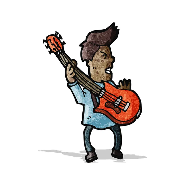 Cartoon electric guitar player — Stock Vector