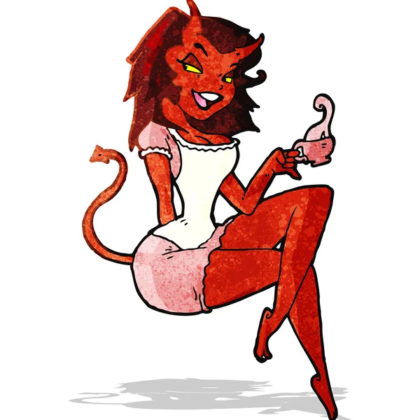 Kreslený ďábel dívka — Stockový vektor