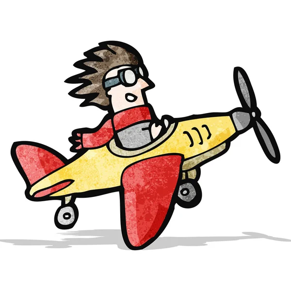 飛行機で漫画パイロット — ストックベクタ