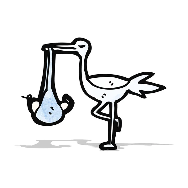 Cartoon stork with baby — Stock Vector