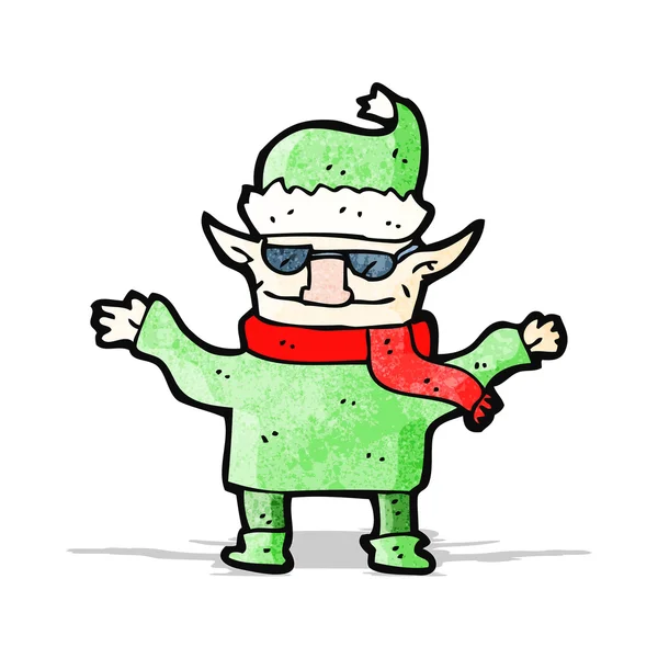 Noel elf karikatür — Stok Vektör