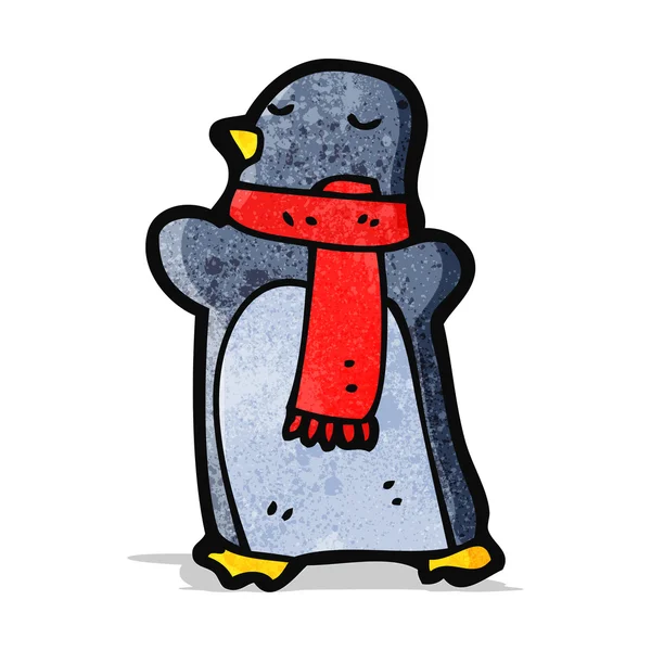 Pingüino de dibujos animados en bufanda — Vector de stock