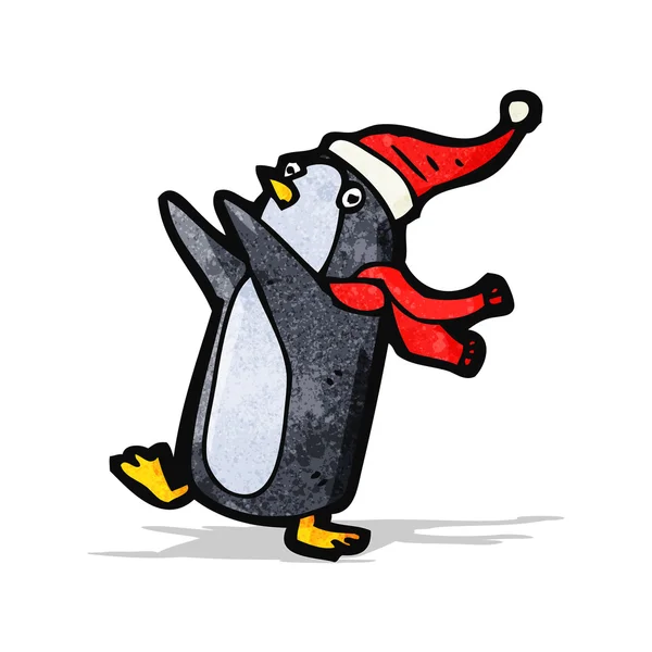Noel penguen karikatür — Stok Vektör