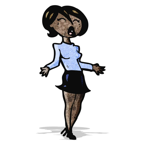Mujer de dibujos animados en falda corta — Archivo Imágenes Vectoriales