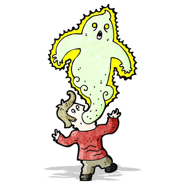 Cartoon ghost leaving man — Stock Vector