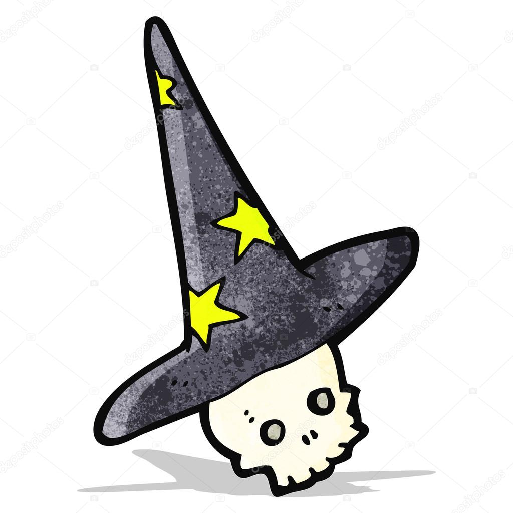 Cartoon skull in wizard hat — Stock Vector © lineartestpilot 59639917