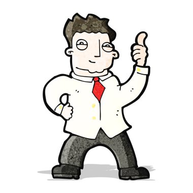 karikatür kendine güvenen adam