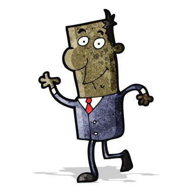 karikatür işadamı çalışmak için yürüyüş