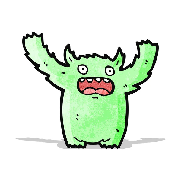 Dibujos animados monstruo verde peludo — Vector de stock